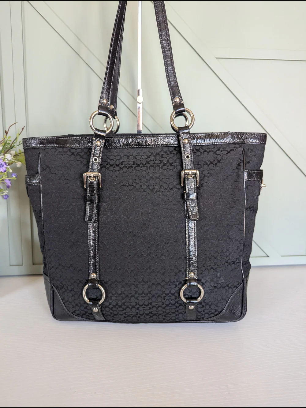 Vintage Coach Signature Gallery Jacquard Tote Bag